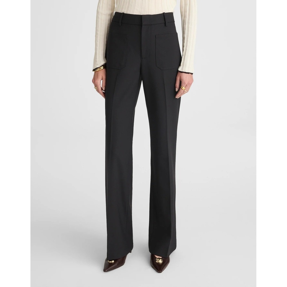 Madewell Women's High-Rise Bootcut Trouser Patch Pockets Jet Black 8 T Tall New
